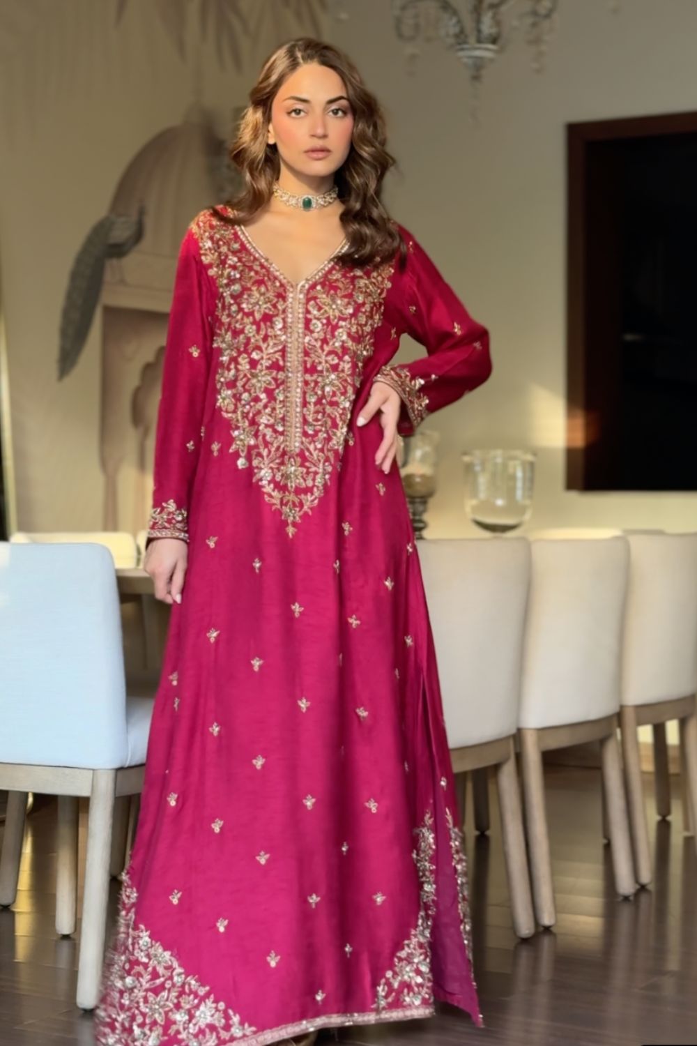 Mehak Bakshi In Our Hot Pink Kaftan Dress