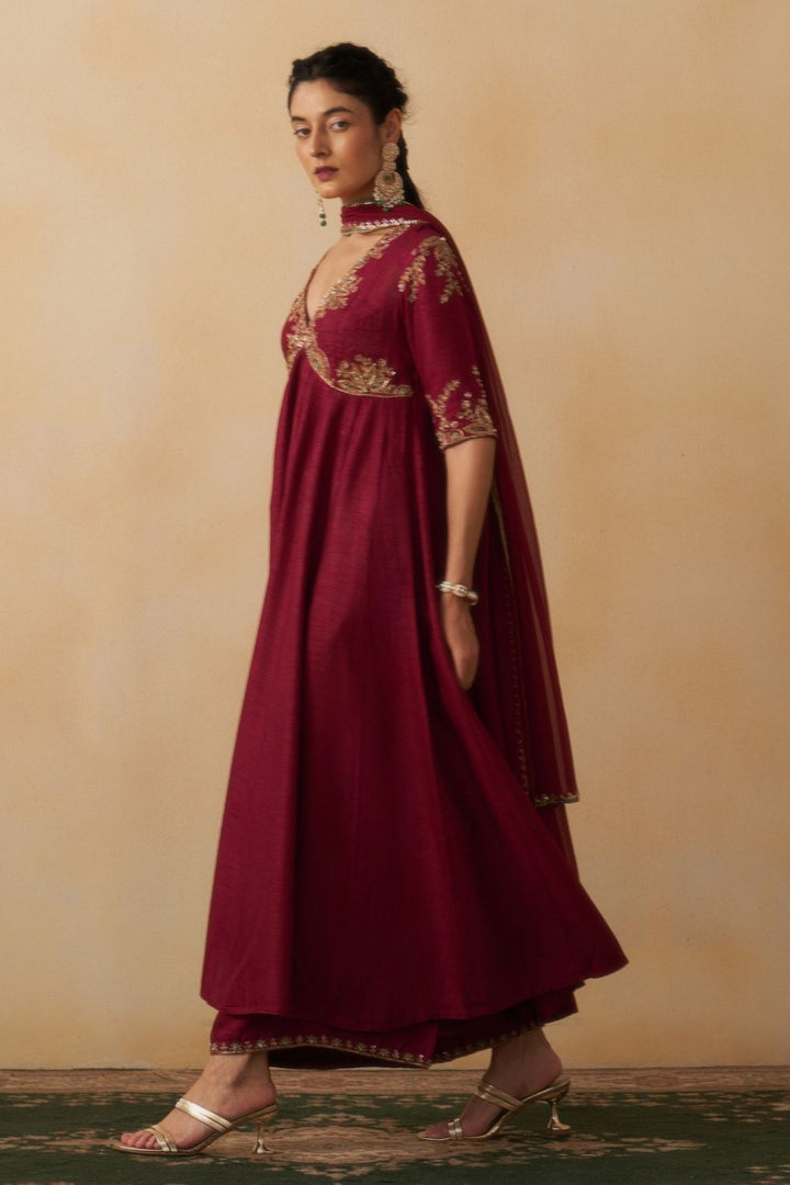 Maroon Anarkali With Palazzo Set