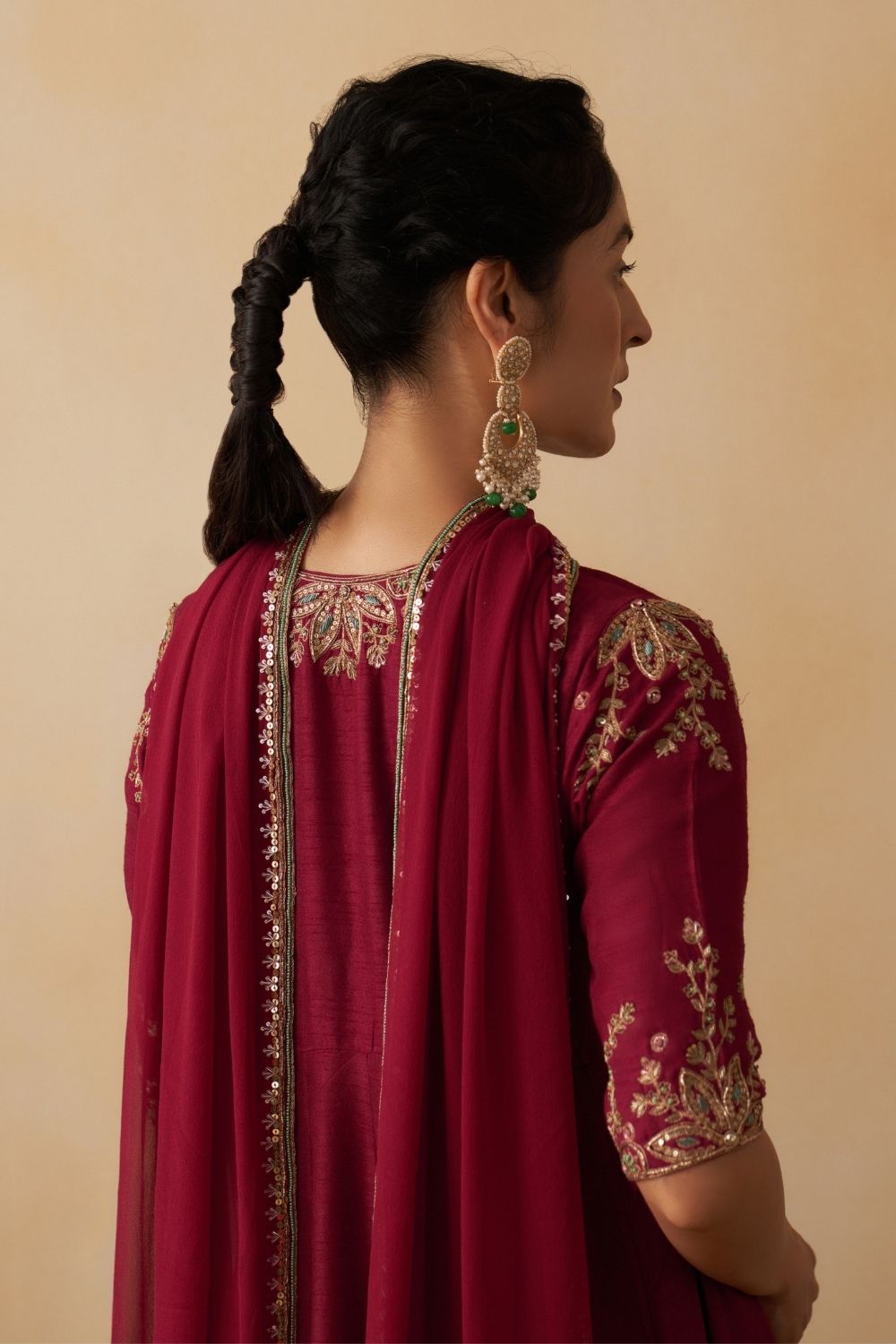 Maroon Anarkali With Palazzo Set