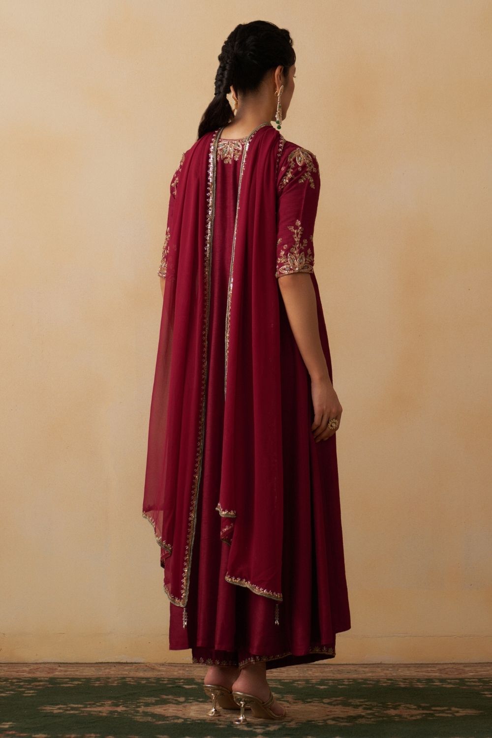 Maroon Anarkali With Palazzo Set