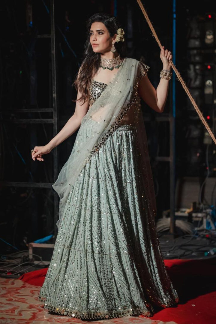 Karishma Tanna In Our Mint Lehenga Set