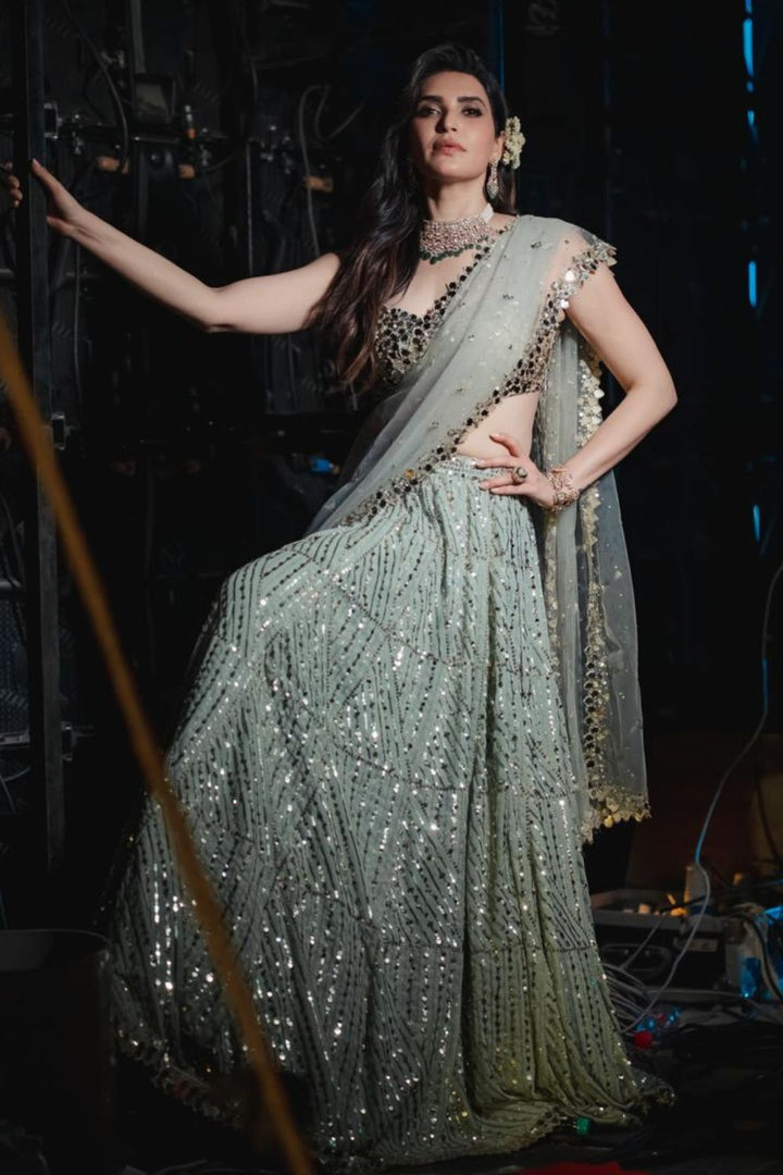 Karishma Tanna In Our Mint Lehenga Set