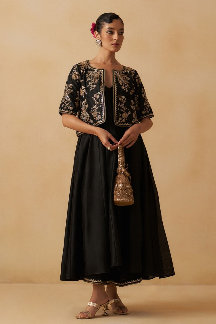 Black Jacket With Anarkali Set