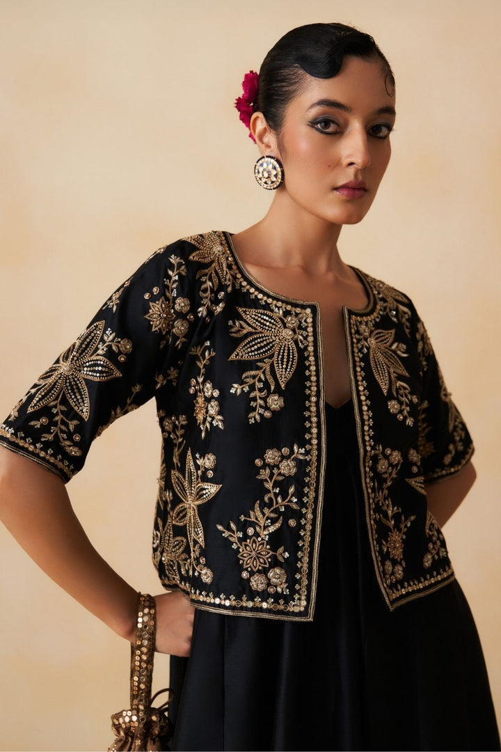 Black Jacket With Anarkali Set