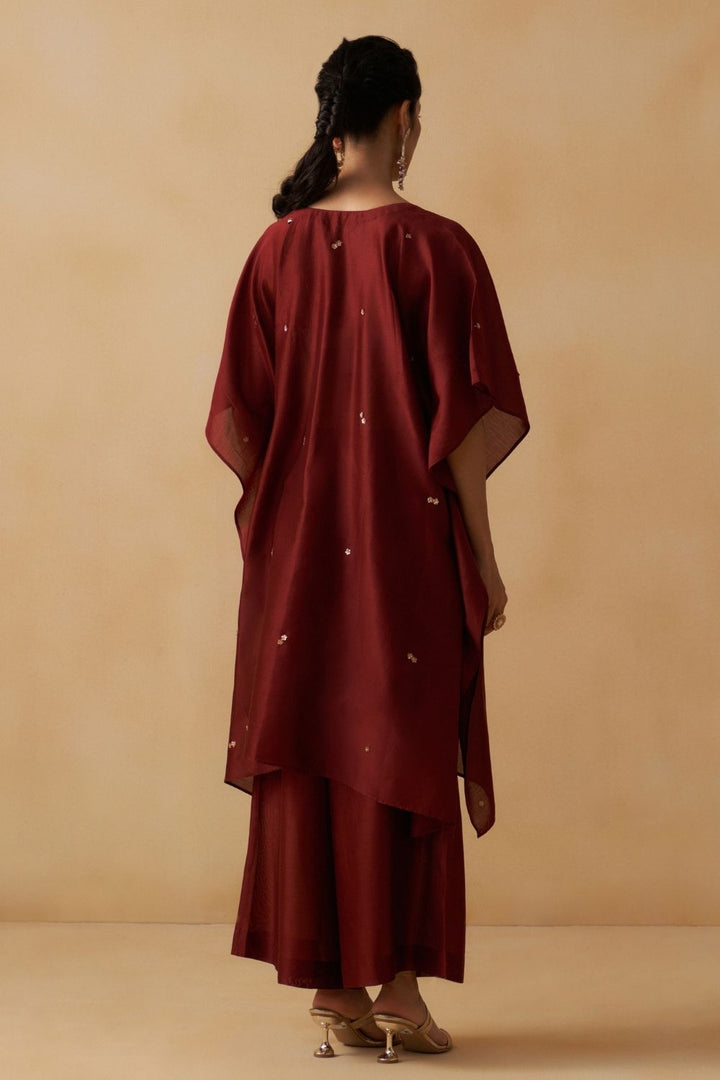 Maroon Kaftan With Palazzo Set