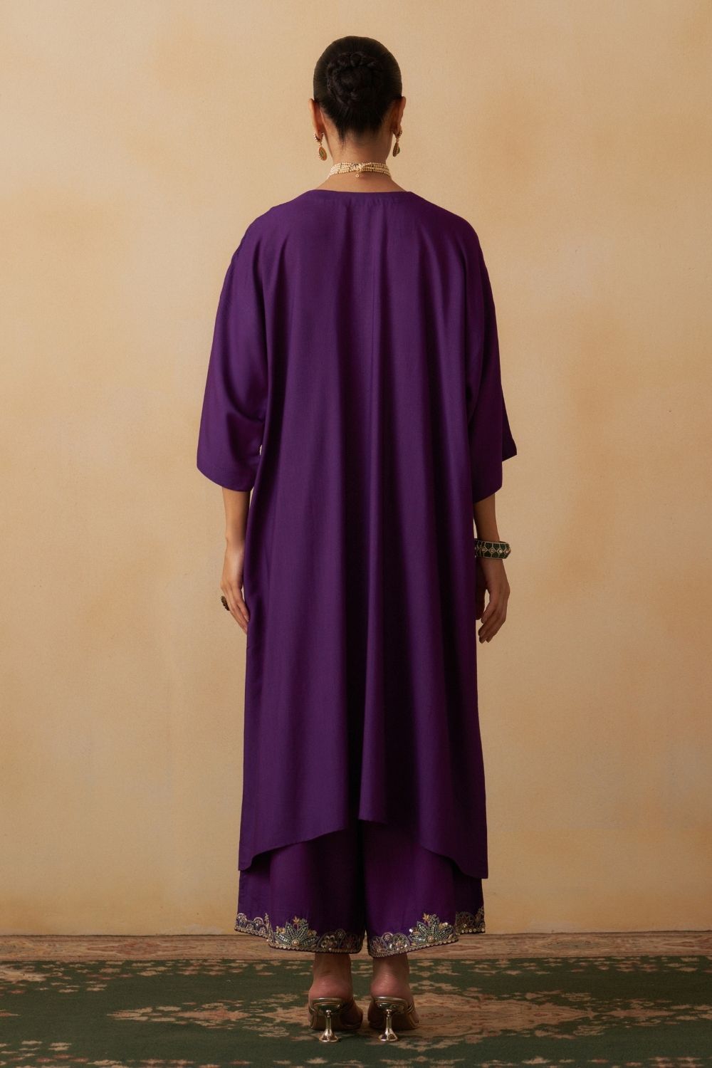 Purple Kaftan With Palazzo Set