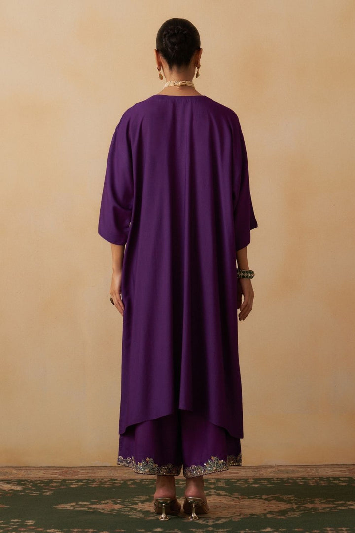 Purple Kaftan With Palazzo Set