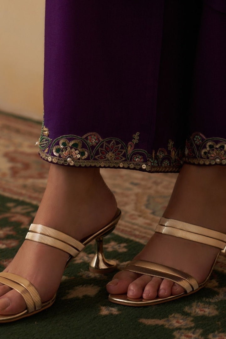 Purple Kaftan With Palazzo Set