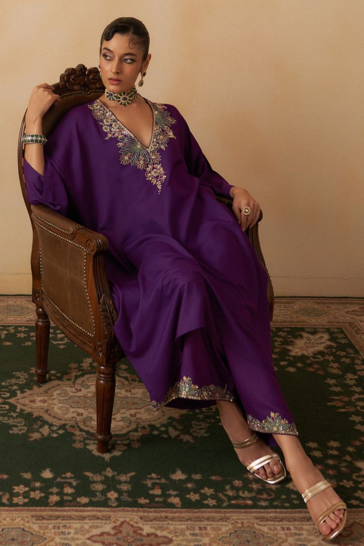 Purple Kaftan With Palazzo Set