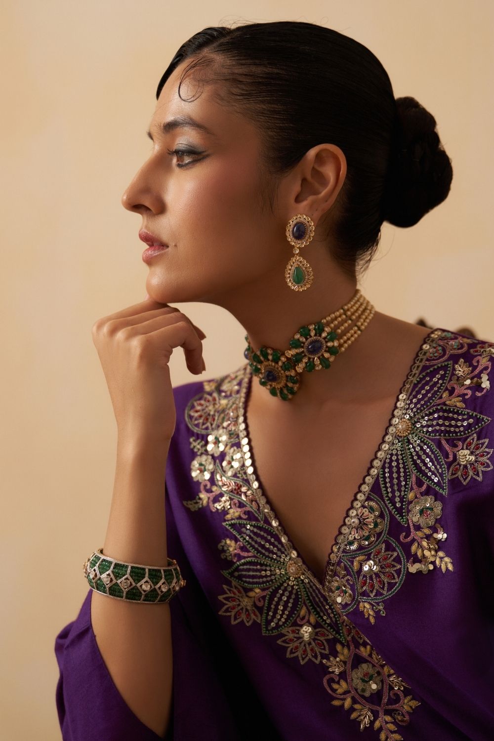 Purple Kaftan With Palazzo Set