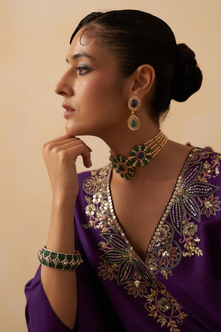 Purple Kaftan With Palazzo Set