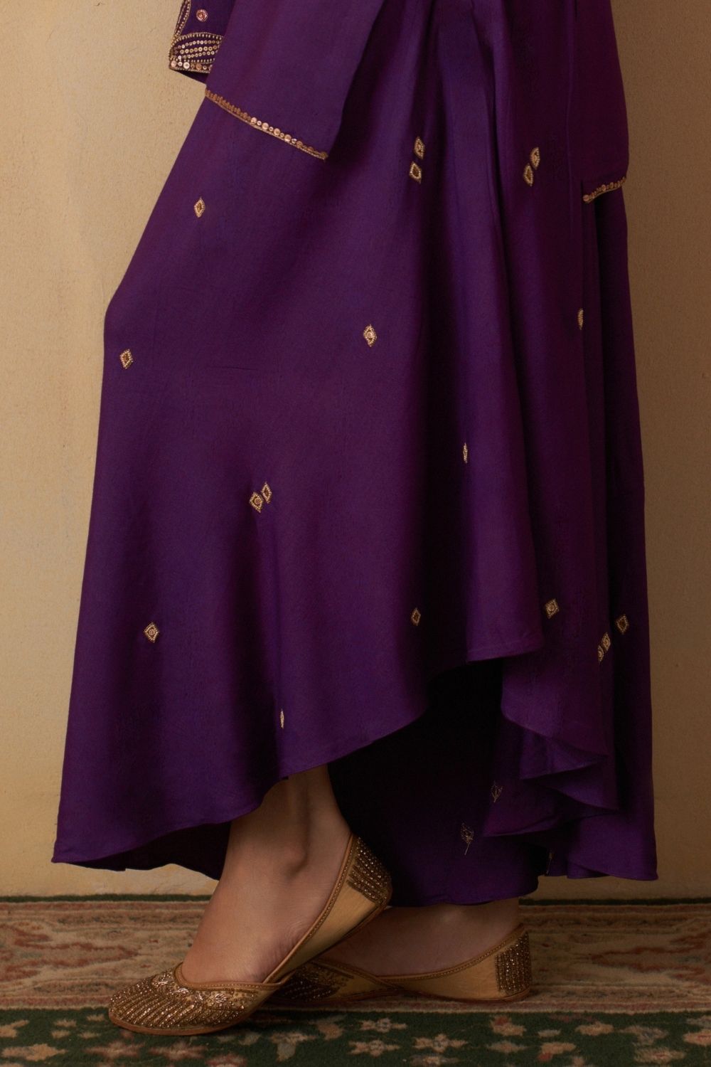 Purple Short Kurti With Palazzo Set