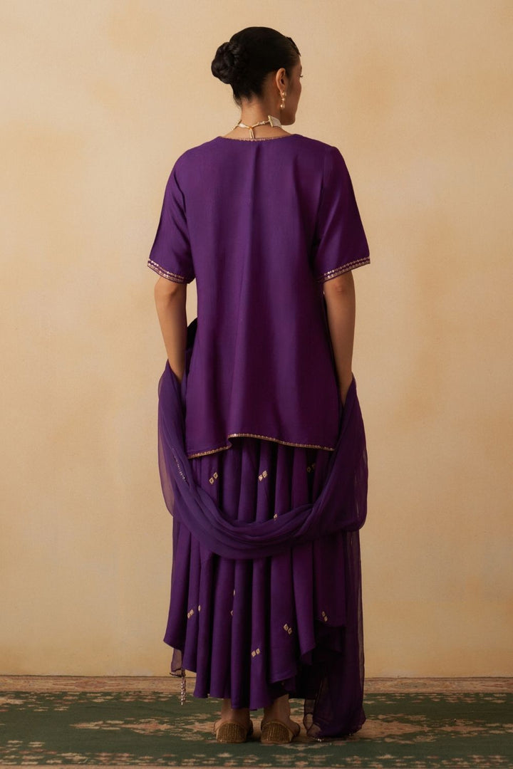 Purple Short Kurti With Palazzo Set