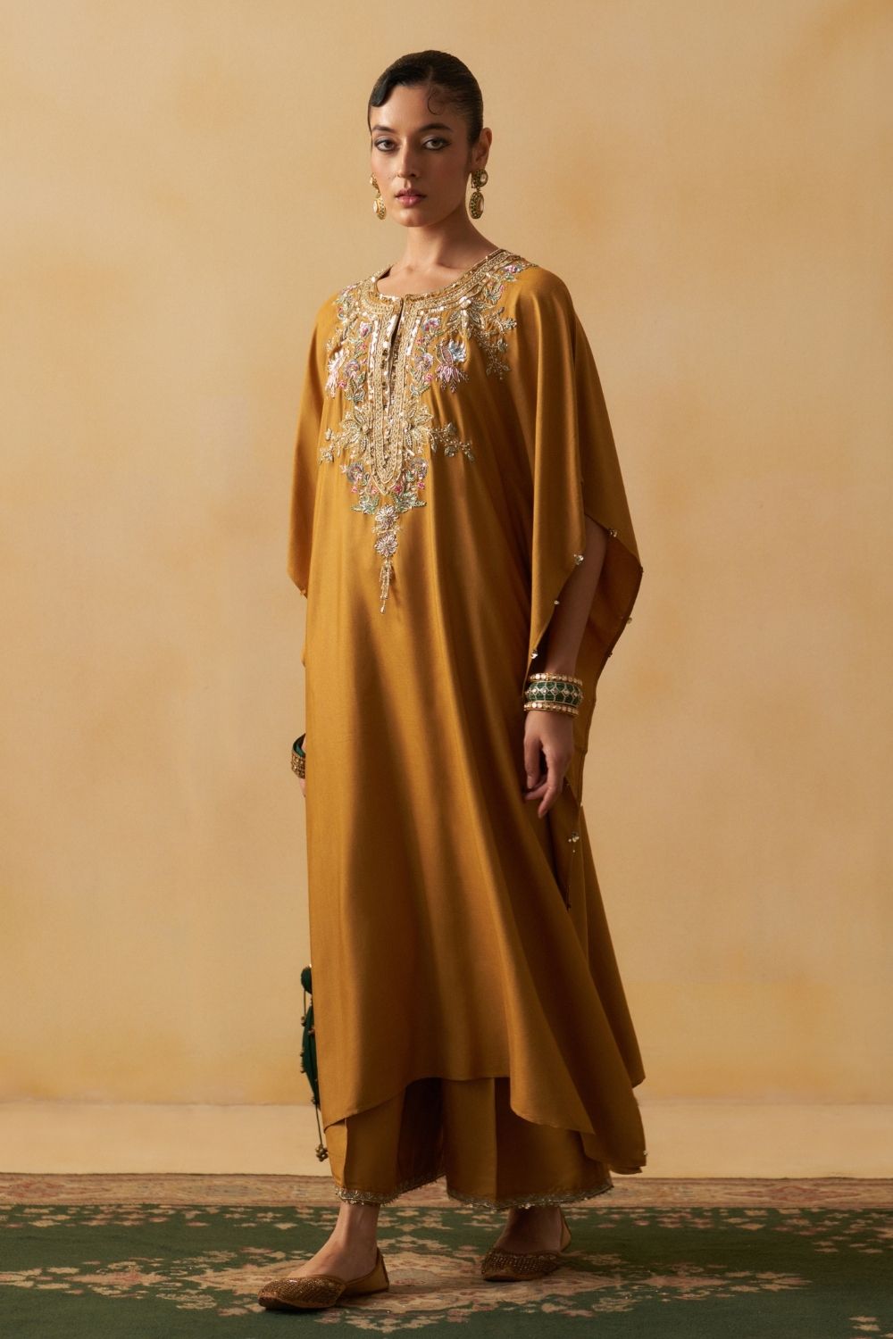 Mustard Kaftan With Palazzo Set