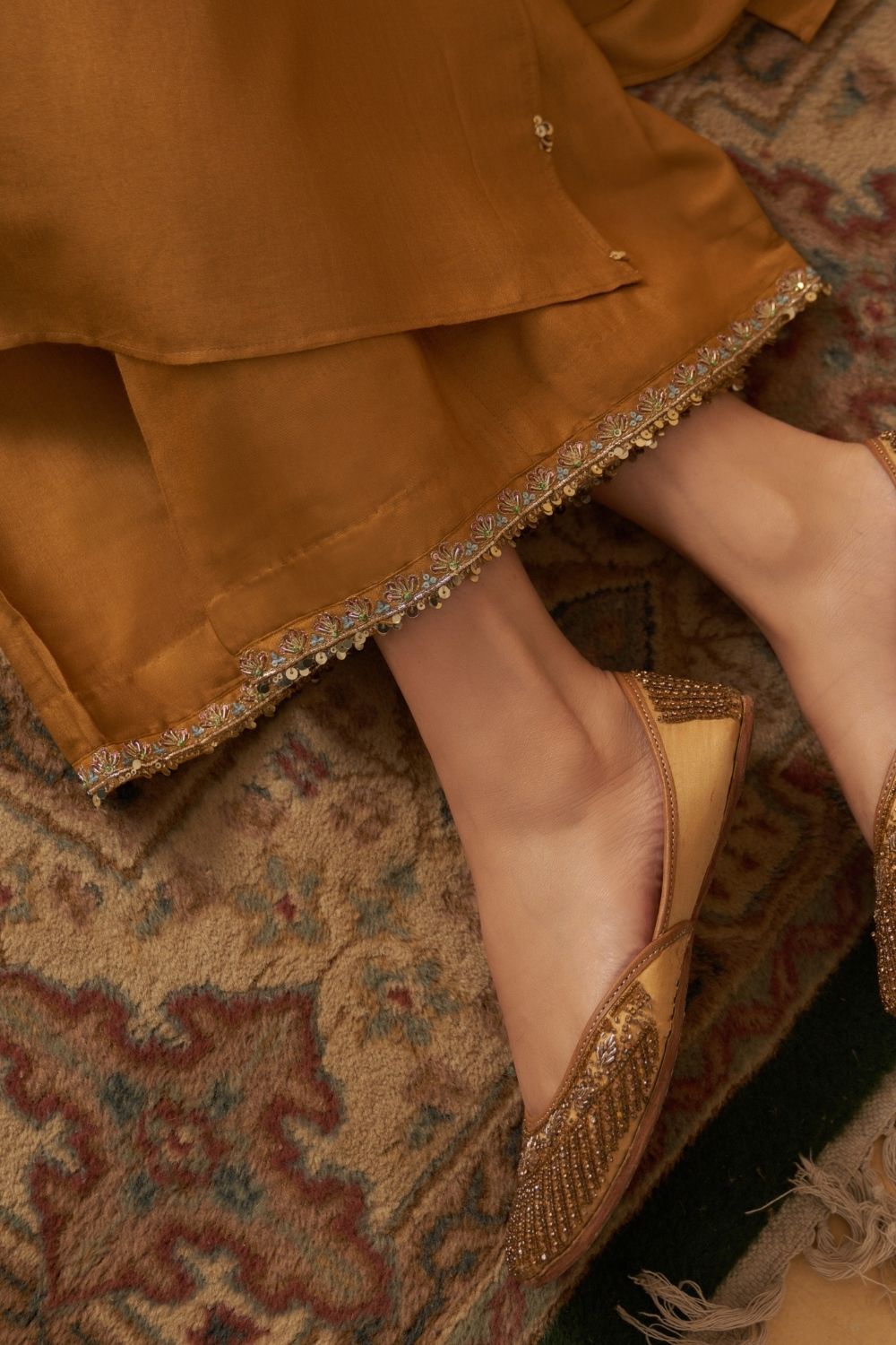 Mustard Kaftan With Palazzo Set