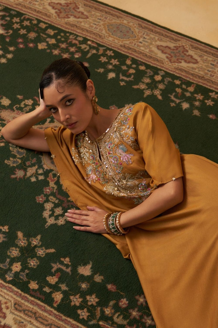 Mustard Kaftan With Palazzo Set