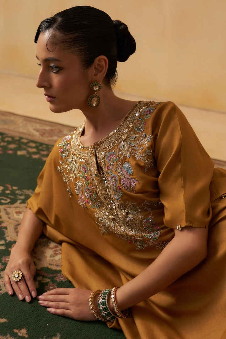 Mustard Kaftan With Palazzo Set