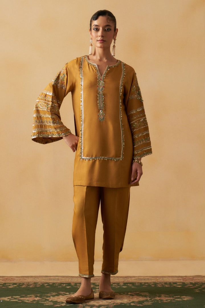 Mustard Short Kurti With Salwar Set
