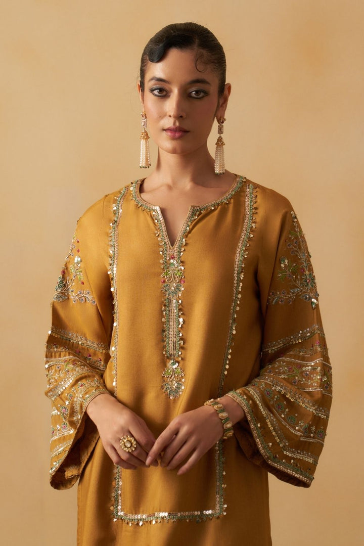 Mustard Short Kurti With Salwar Set