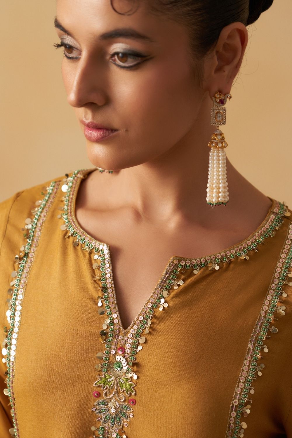 Mustard Short Kurti With Salwar Set