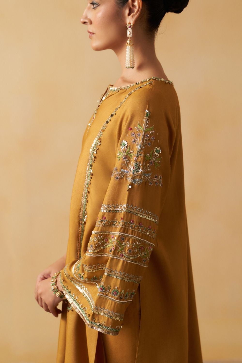 Mustard Short Kurti With Salwar Set