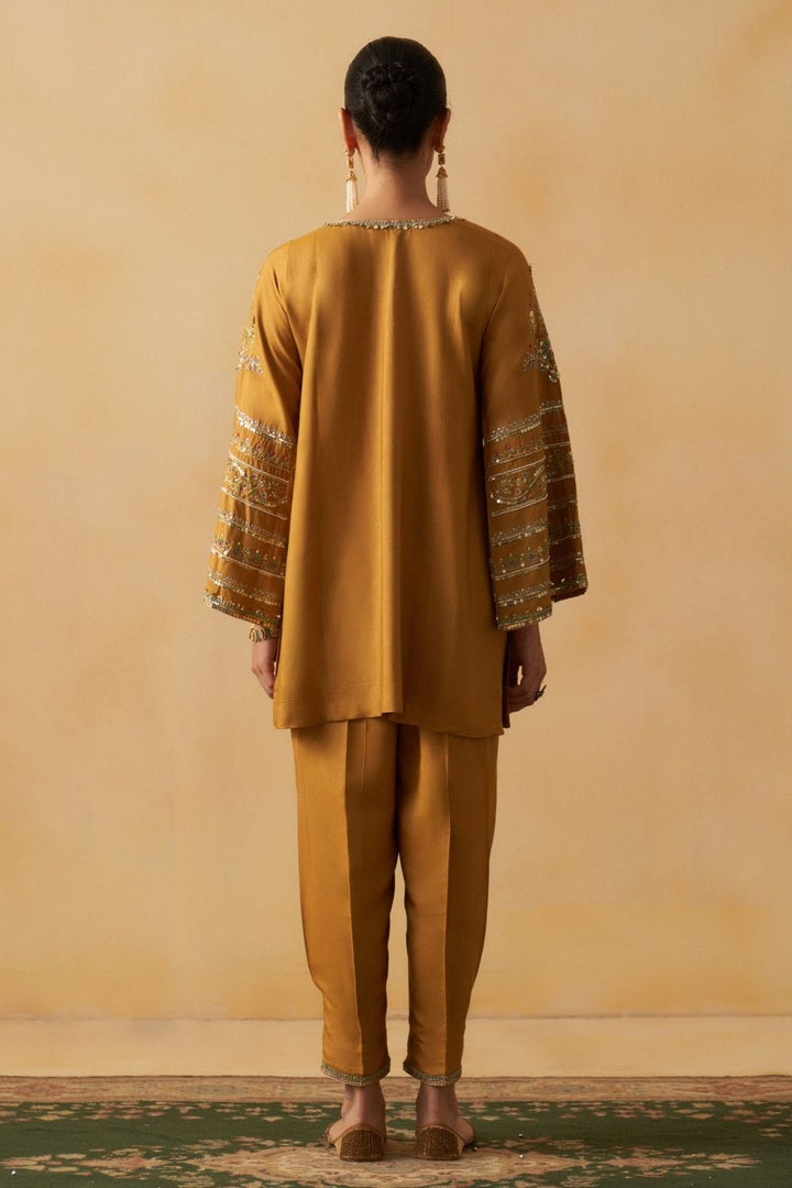 Mustard Short Kurti With Salwar Set