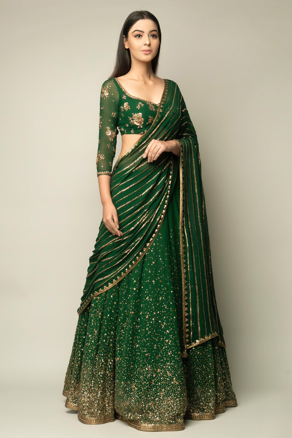 Atisha Pratap Singh In Our Green Mastaani Lehenga Set