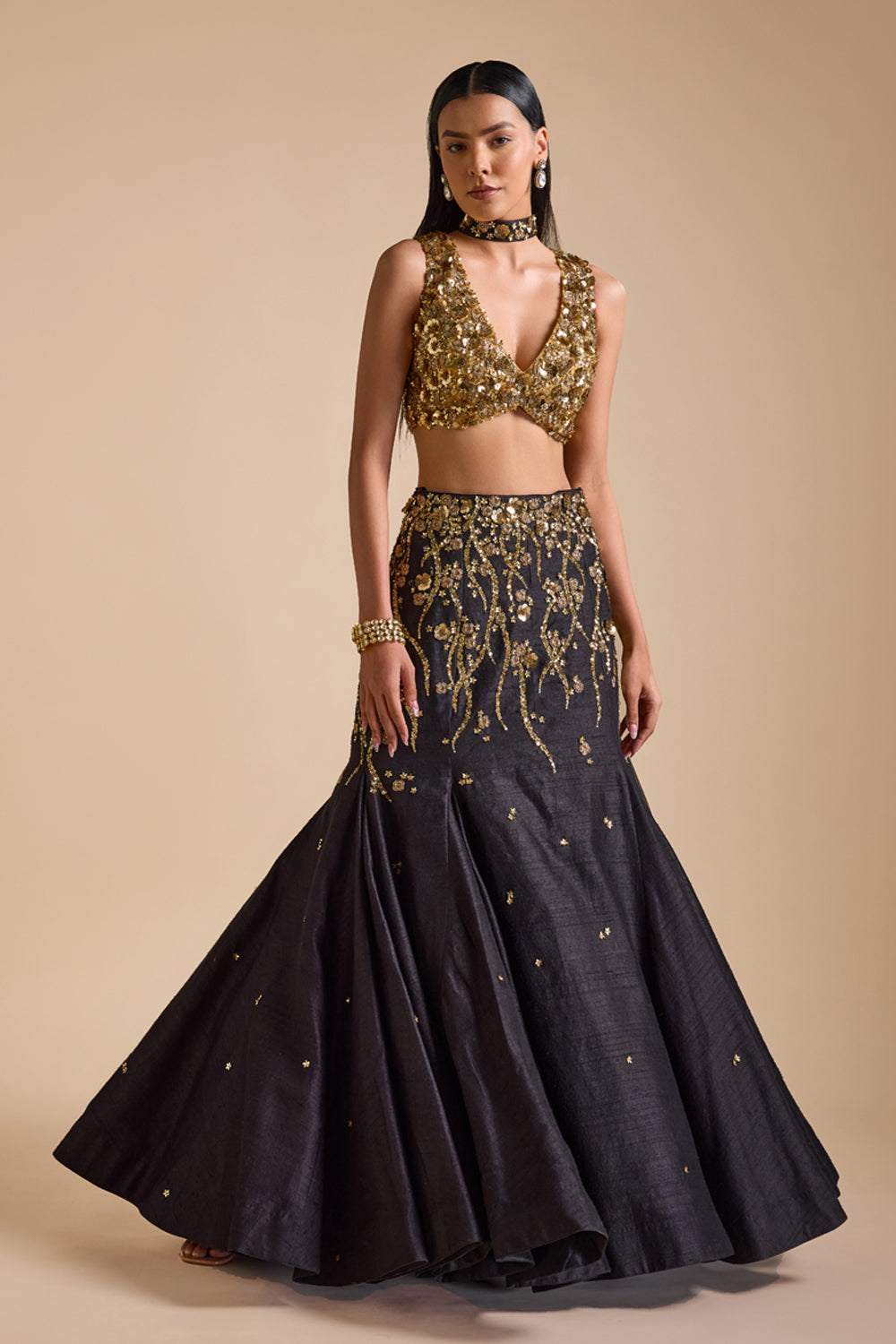 Black Mermaid Style Lehenga Set