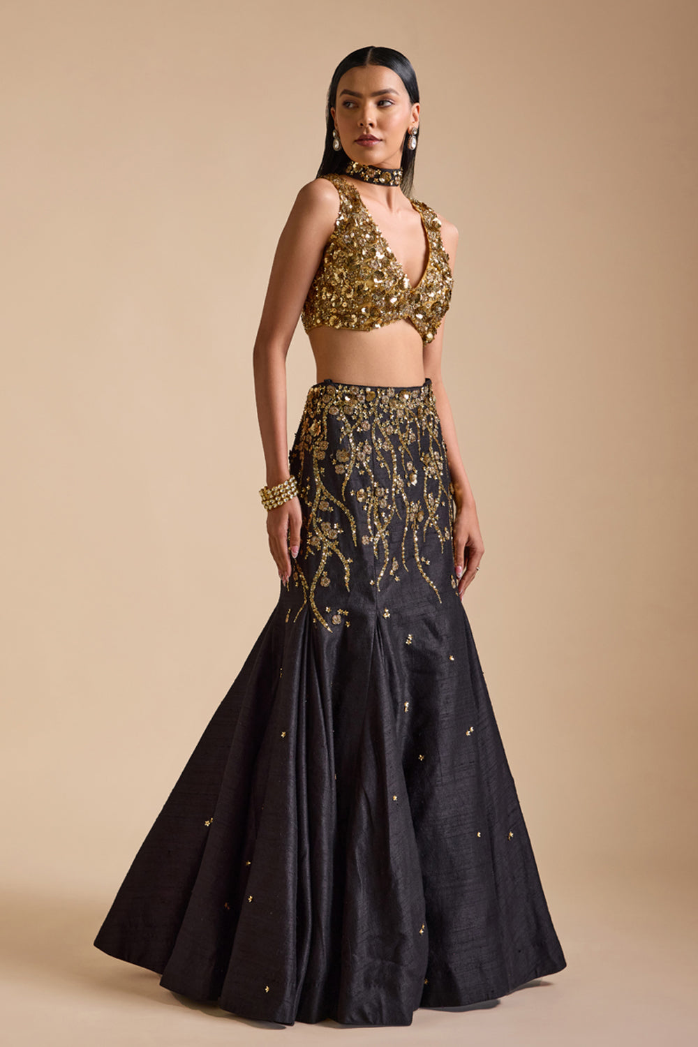 Black Mermaid Style Lehenga Set