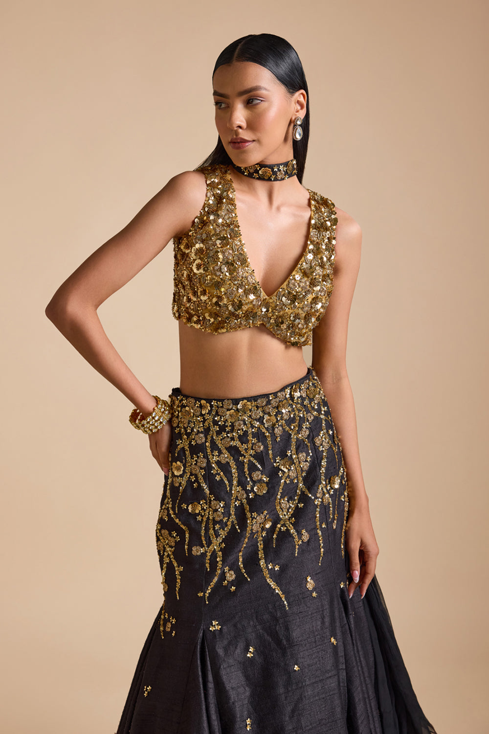 Black Mermaid Style Lehenga Set