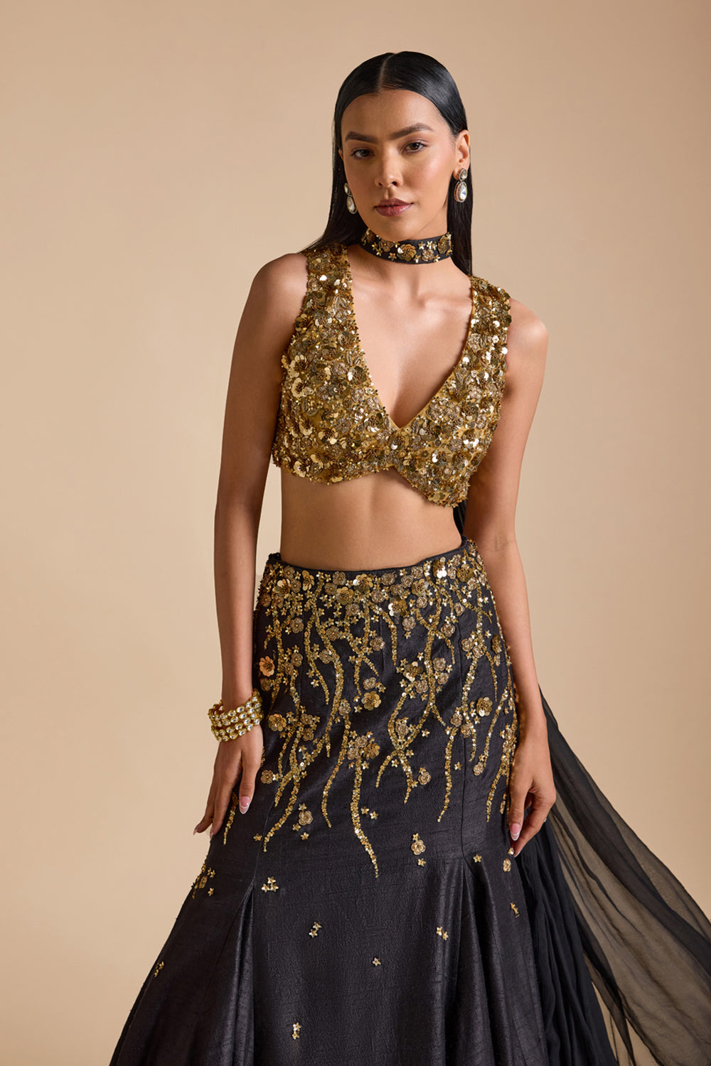 Black Mermaid Style Lehenga Set