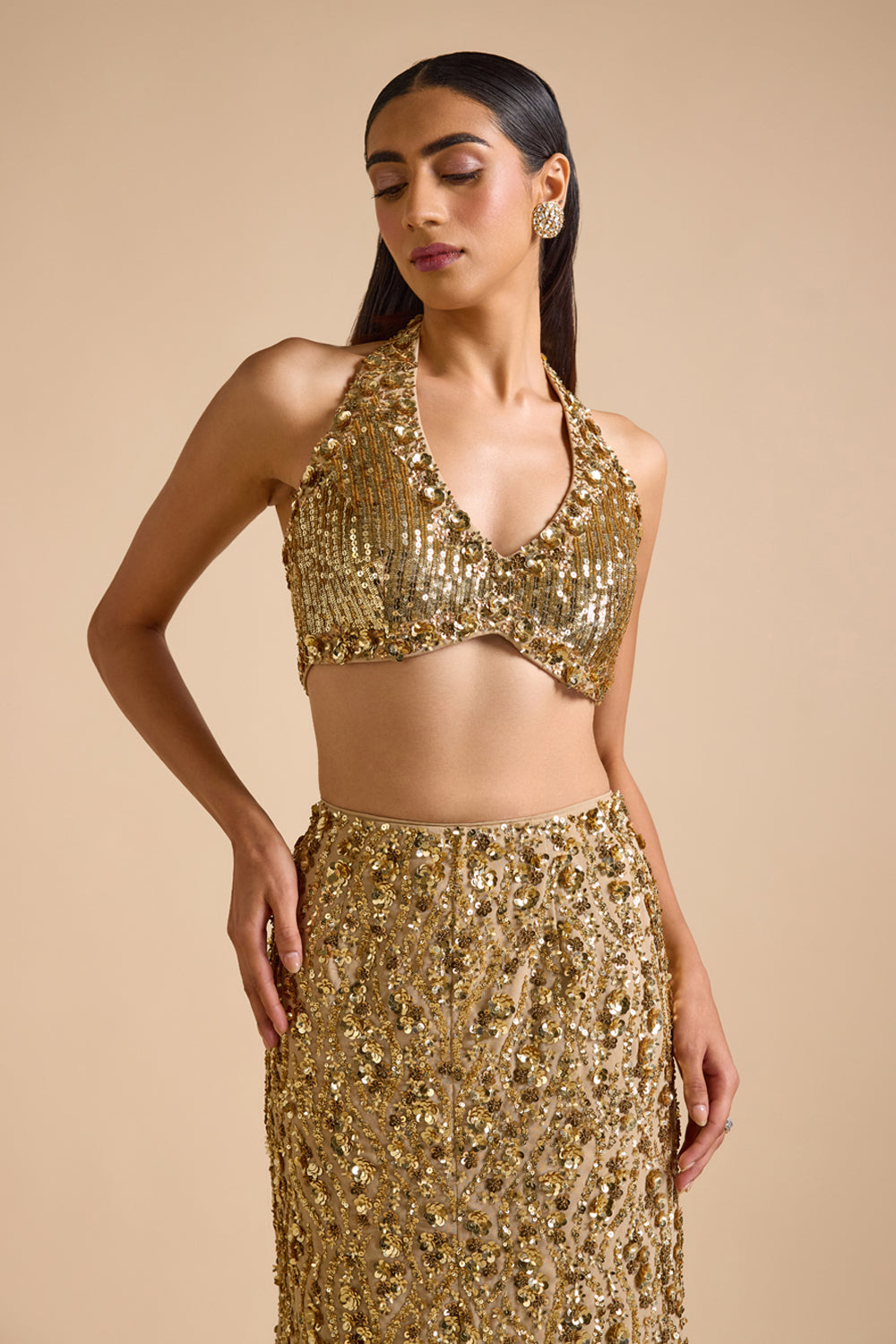 Gold Mermaid Style Skirt Set