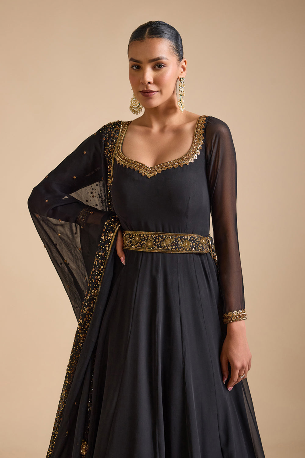 Black Double Layered Anarkali