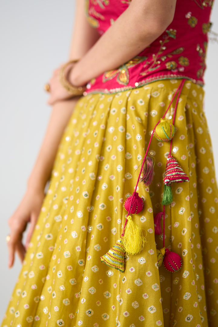 Yellow Printed Corset Set