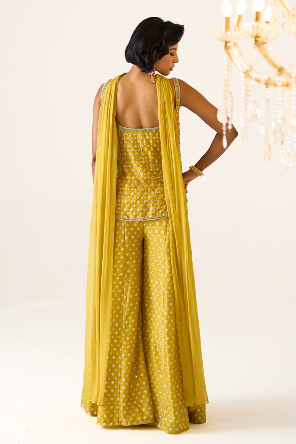 Yellow Printed Sharara Set