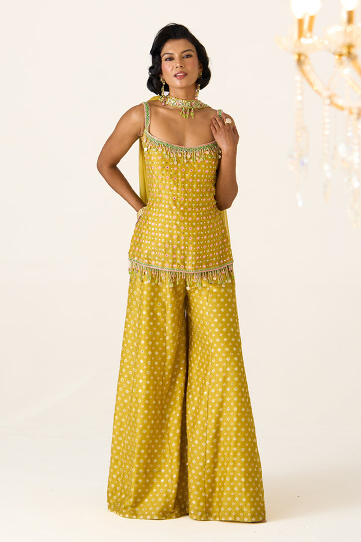 Yellow Printed Sharara Set
