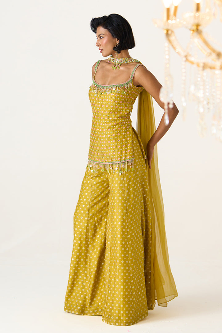 Yellow Printed Sharara Set