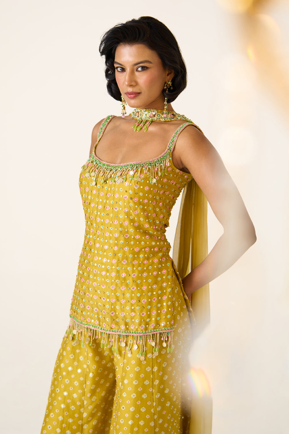 Yellow Printed Sharara Set
