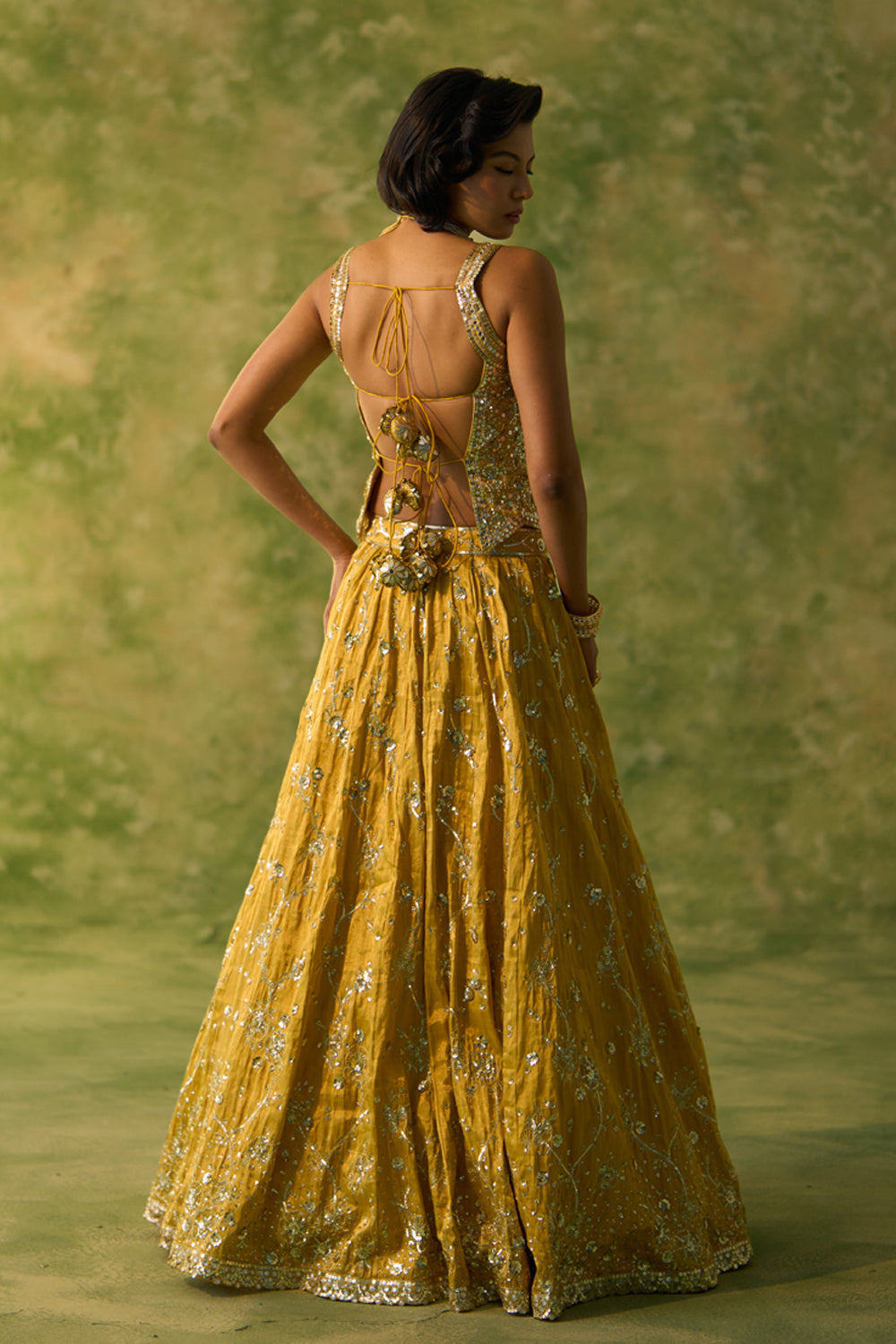 Yellow Tissue Choli Set