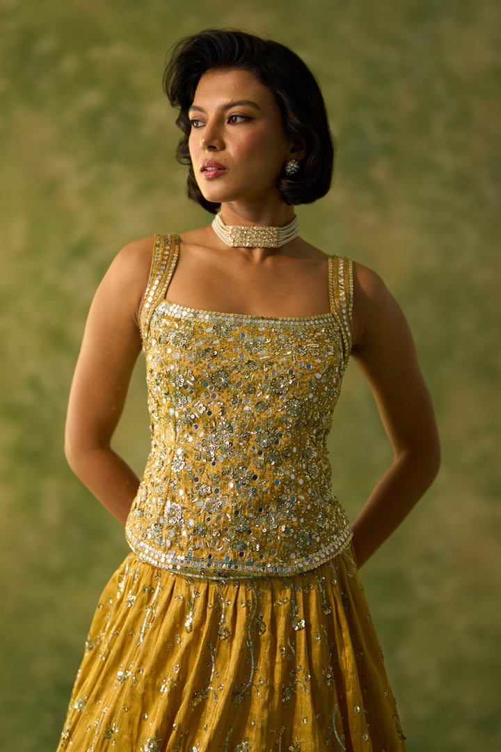 Yellow Tissue Choli Set