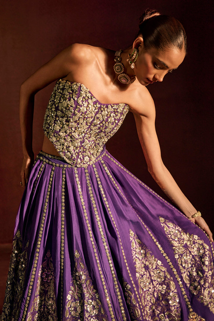 Purple Corset Lehenga Set
