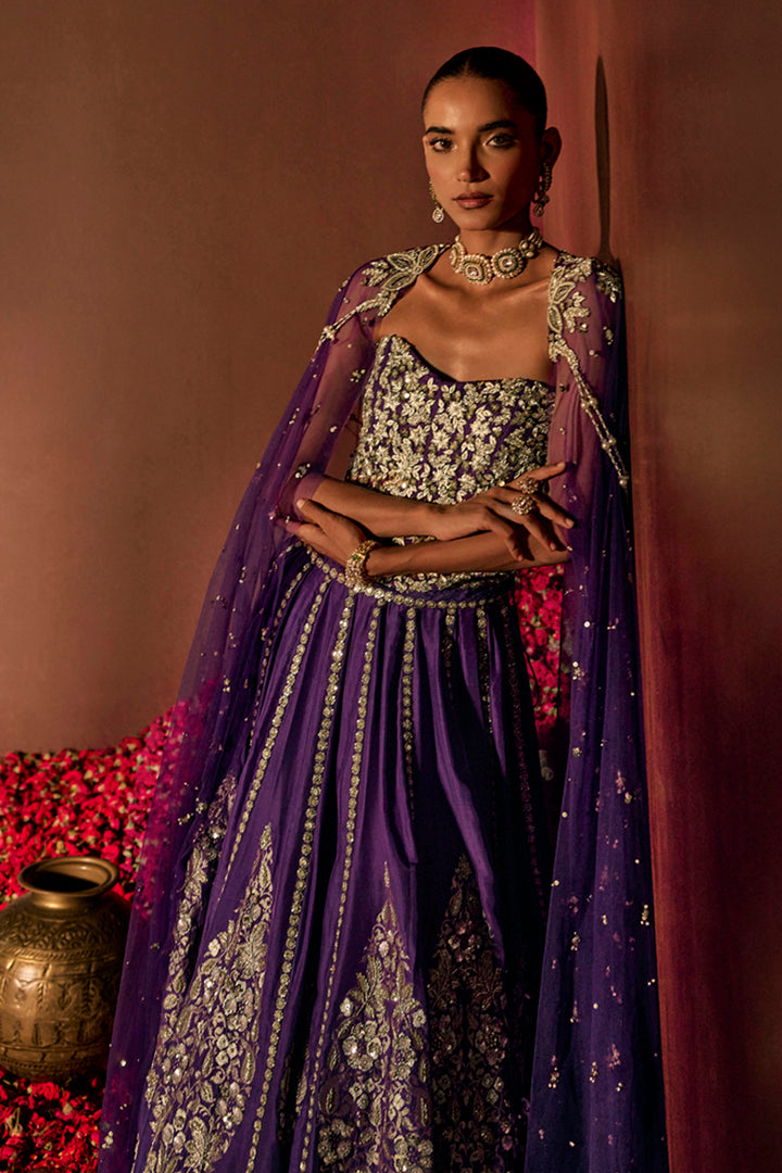 Purple Corset Lehenga Set
