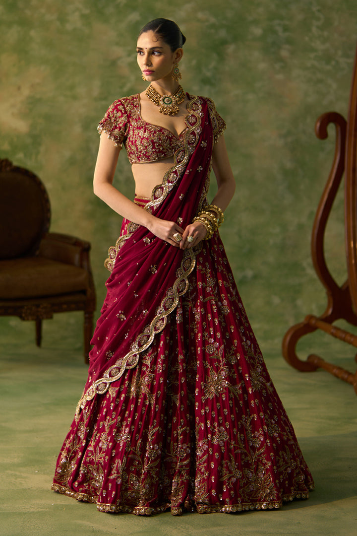 Maroon Bridal Lehenga Set