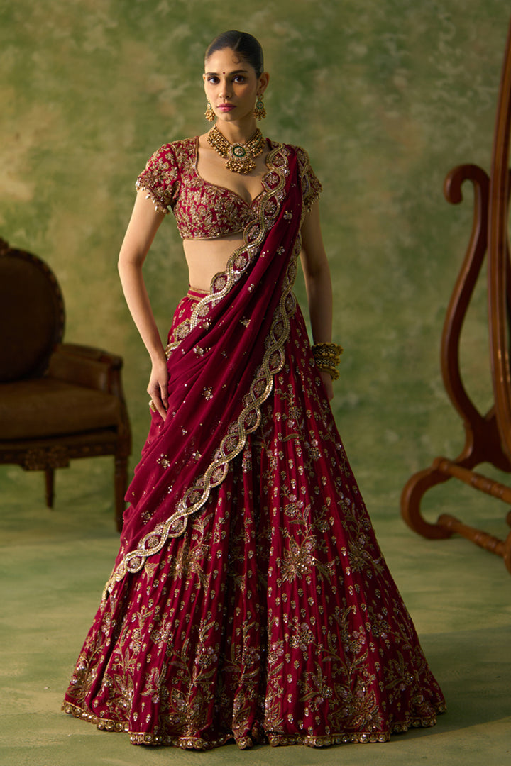 Maroon Bridal Lehenga Set