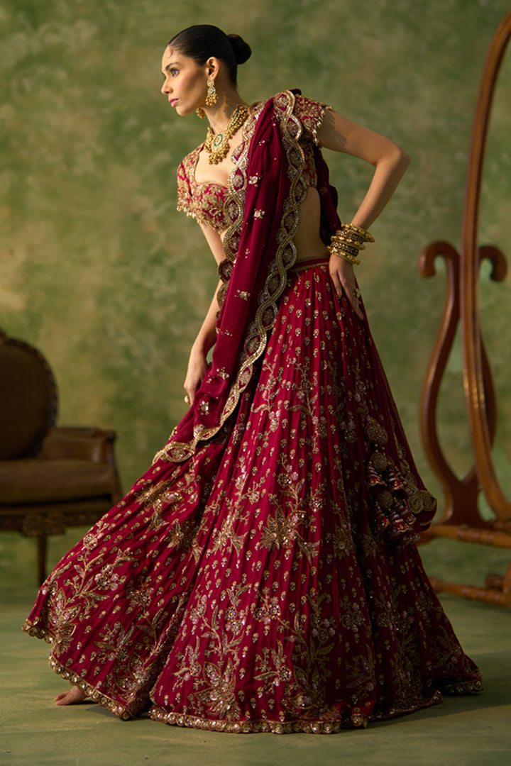 Maroon Bridal Lehenga Set