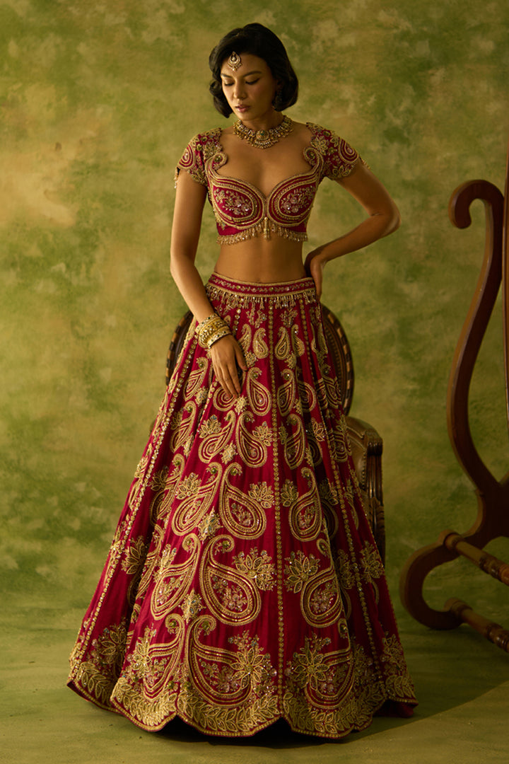 Maroon Paisley Lehenga Set
