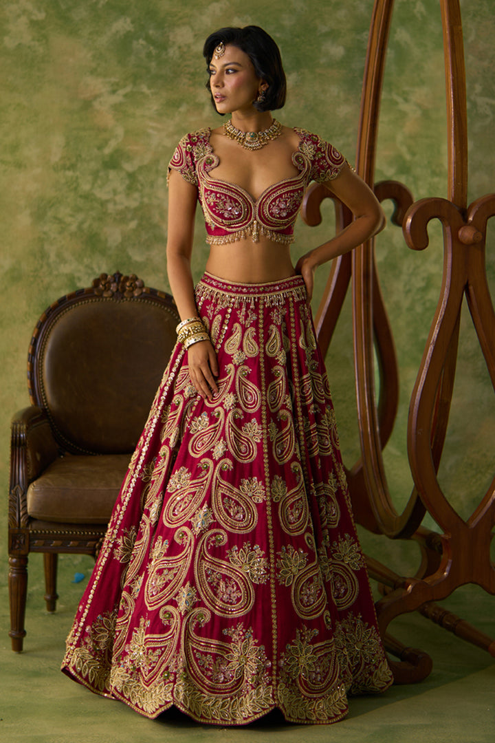 Maroon Paisley Lehenga Set
