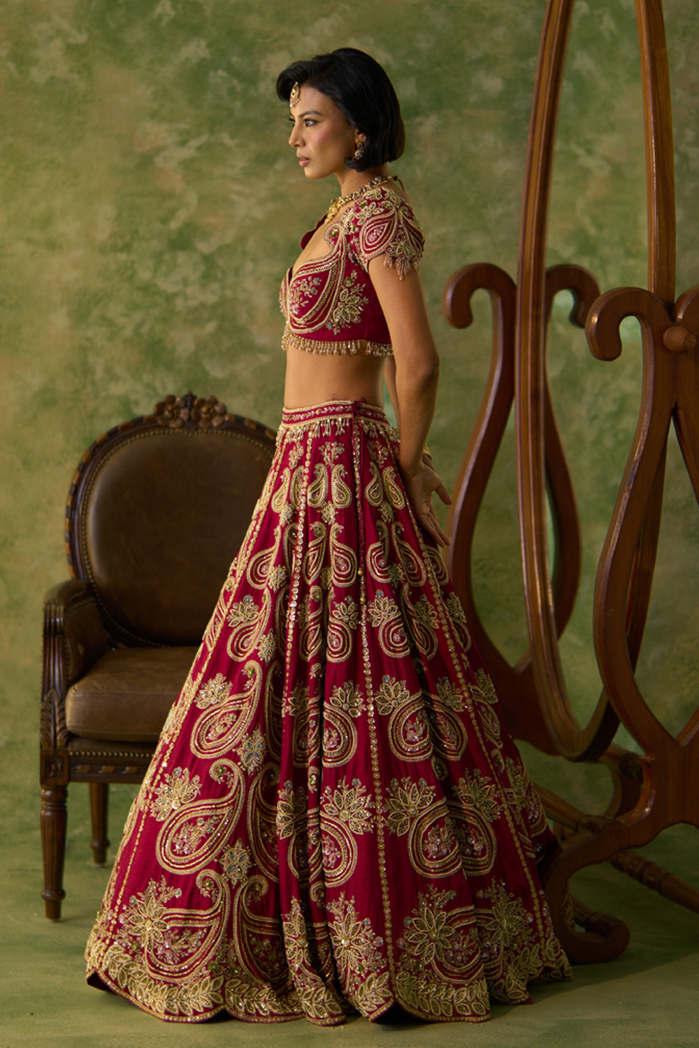 Maroon Paisley Lehenga Set