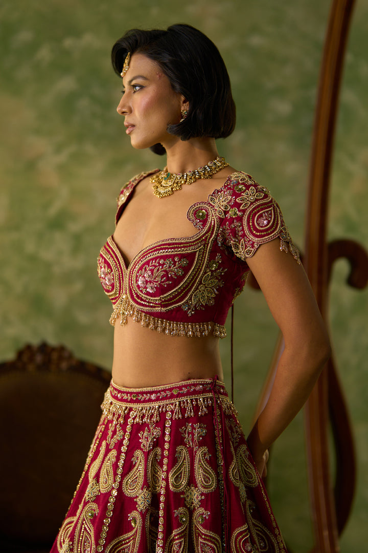 Maroon Paisley Lehenga Set
