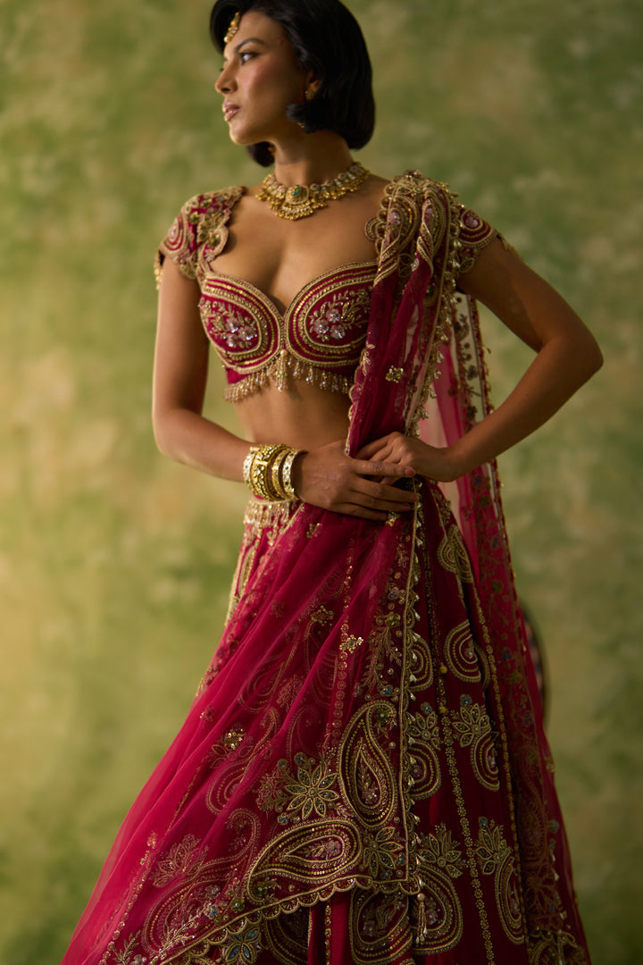 Maroon Paisley Lehenga Set
